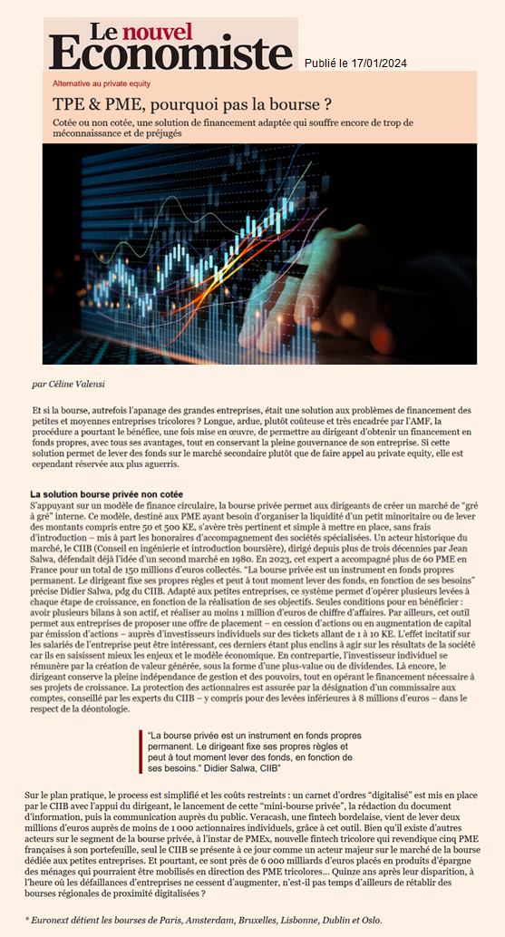 Le Nouvel Economiste : TPE & PME, pourquoi pas la bourse ?2